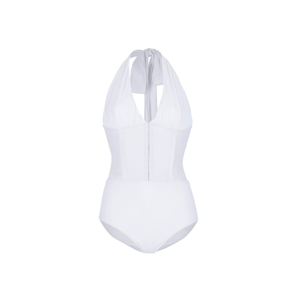Yollanda White – Hourglass Corset Swimsuit in Econyl® - Sahra.Nko