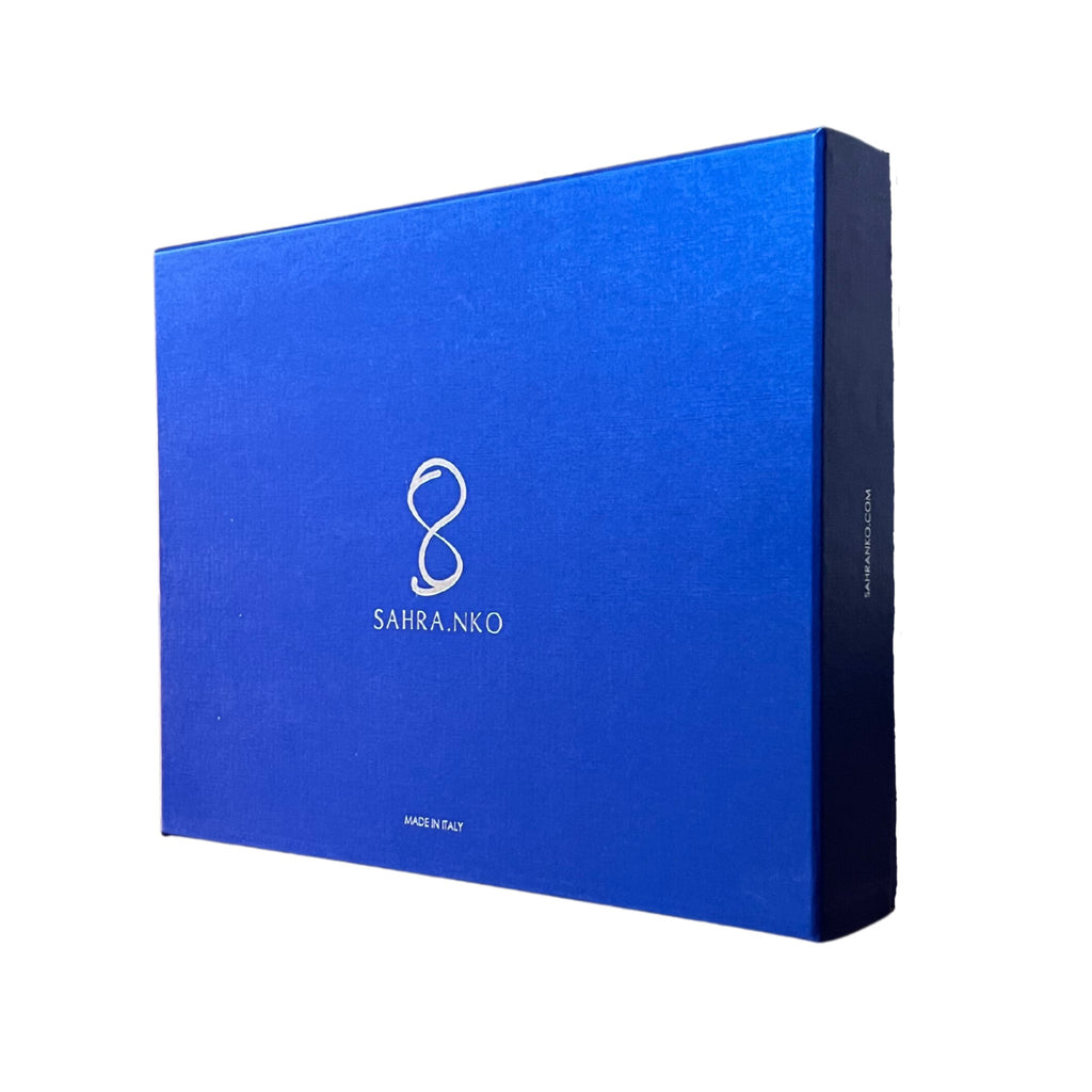 Luxury packaging for Sahra.Nko swimsuits – signature box for the Yollanda Rouge
